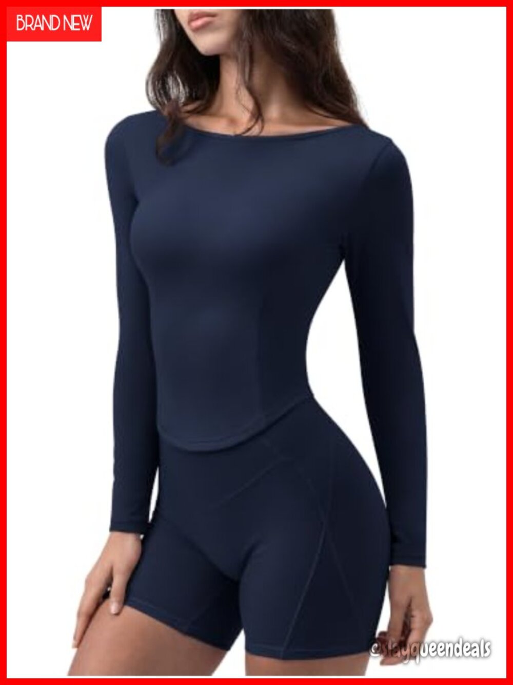 Women's Long Sleeve Boat Neck Workout Top Slim Fit Compression Gym Shirt